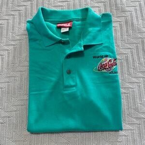 Vintage World of Coca Cola Atlanta green polo size M